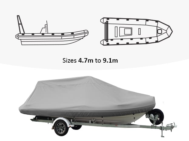 Rib Boat Full Storage Cover for Ribs with Roll Bars/Arches