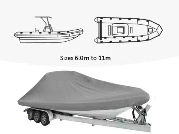 Rib Boat Full Storage Cover for Ribs Fitted with T-Top