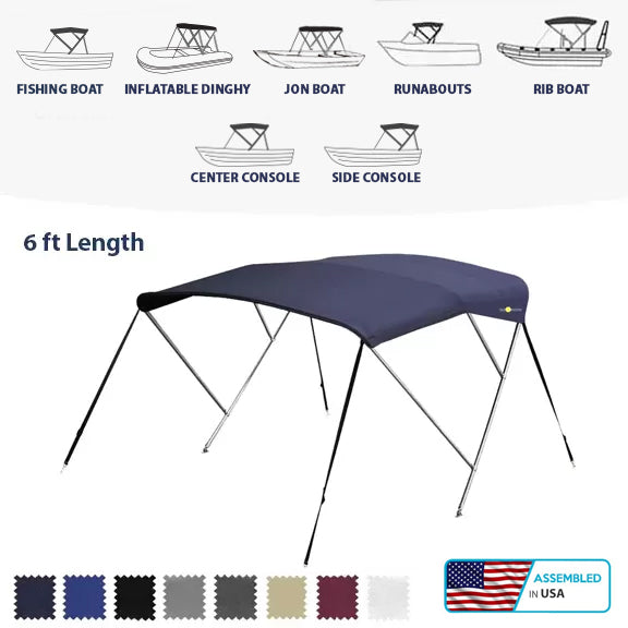 3 Bow Signature Bimini Top Stainless Steel - 6ft