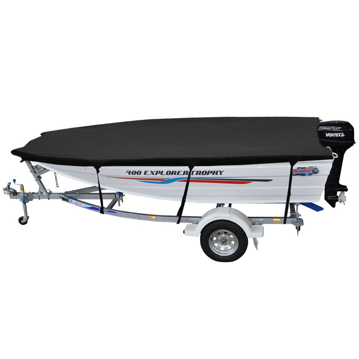 Custom Boat Covers for Quintrex F400 EXPLORER TROPHY OPEN BOAT FORKED BOW