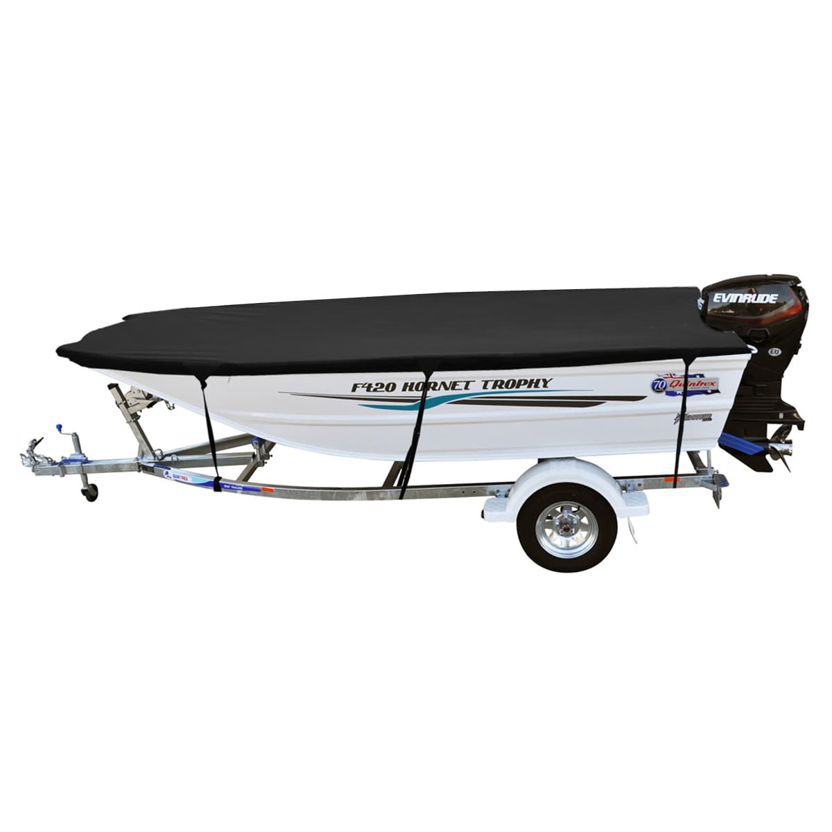 Custom Boat Covers for Quintrex F420 HORNET TROPHY OPEN BOAT FORKED BOW