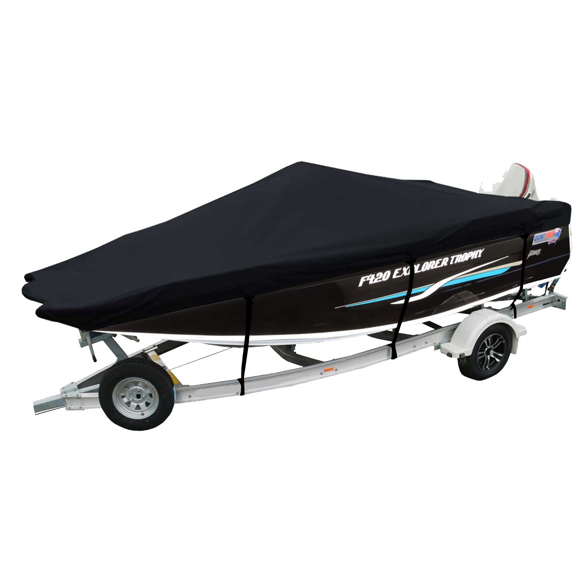 Custom Boat Covers for Quintrex F420 EXPLORER TROPHY SIDE CONSOLE FORKED BOW