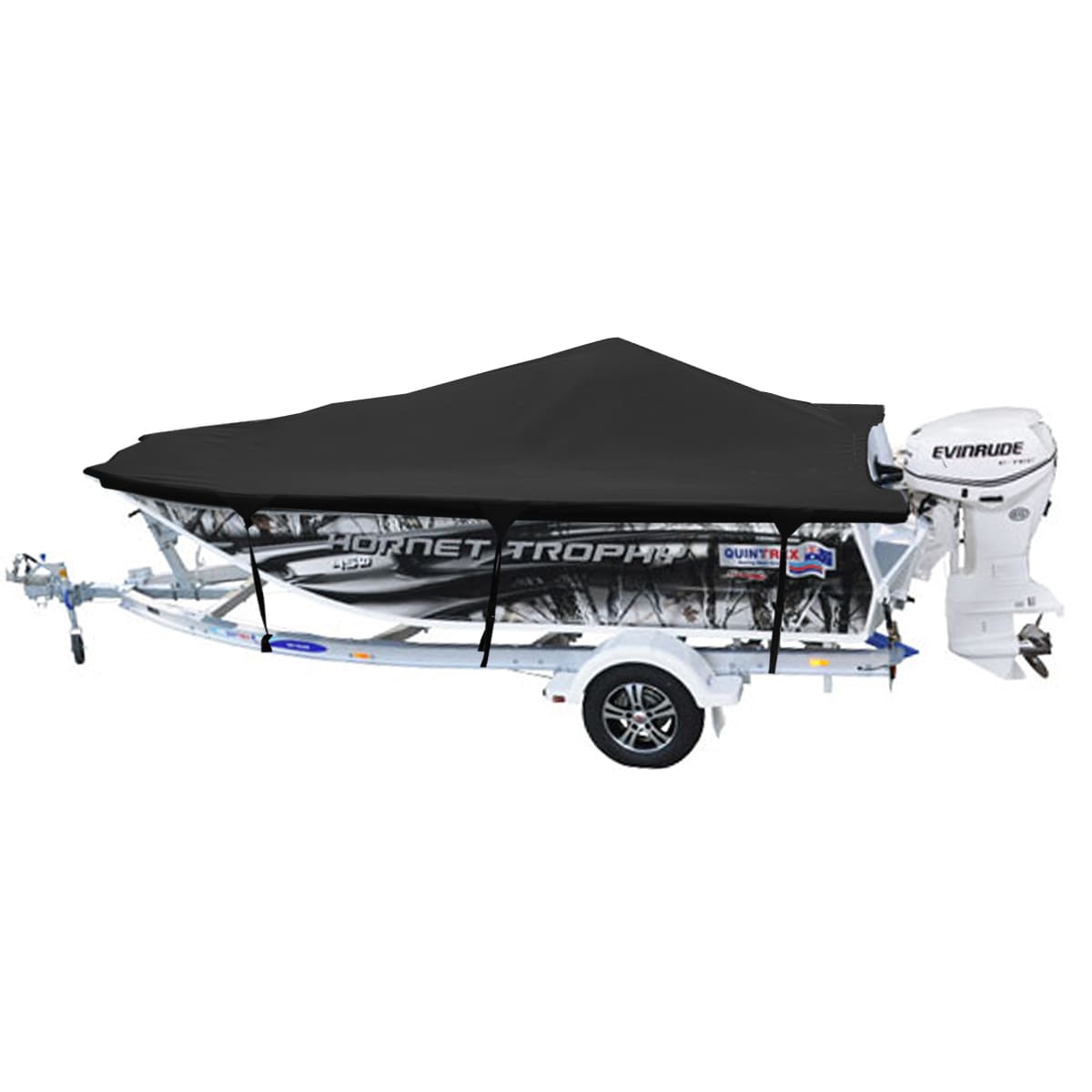 Custom Boat Covers for Quintrex F450 HORNET TROPHY SIDE CONSOLE FORKED BOW