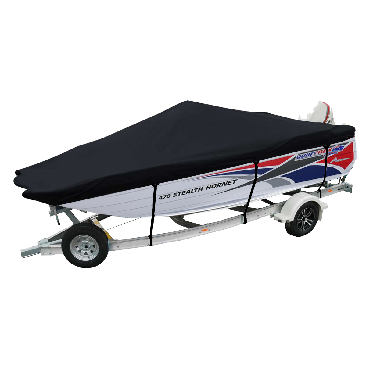 Custom Boat Covers for Quintrex 470 STEALTH HORNET SIDE CONSOLE FORKED BOW