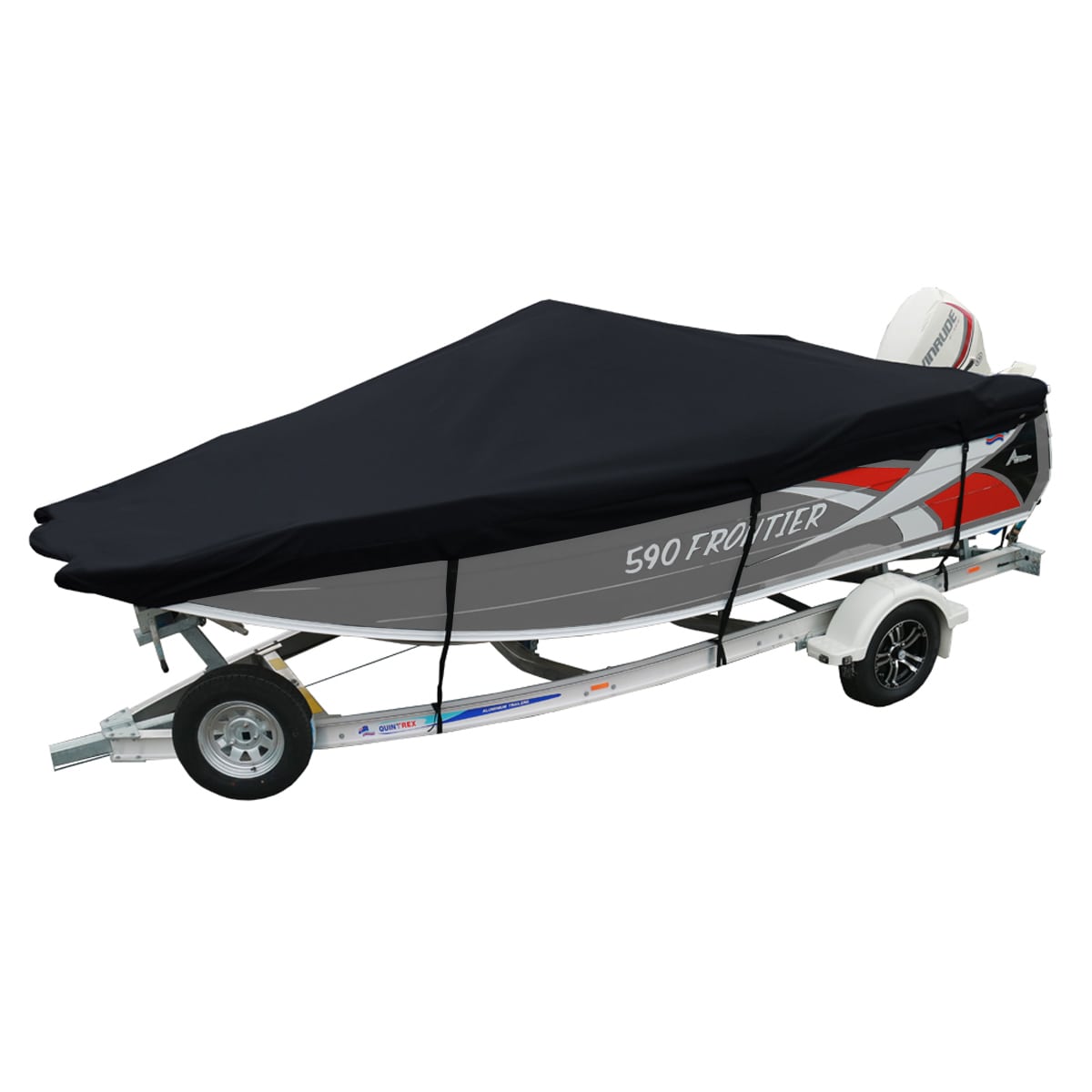 Custom Boat Covers for Quintrex 590 FRONTIER SIDE CONSOLE FORKED BOW