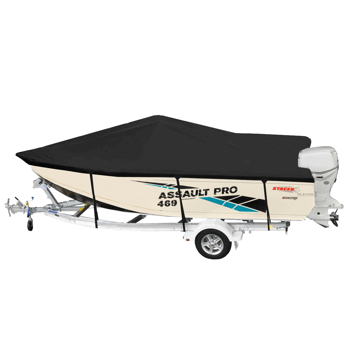 Custom Boat Covers for Stacer 469 ASSAULT PRO TOURNAMENT SIDE CONSOLE BOAT