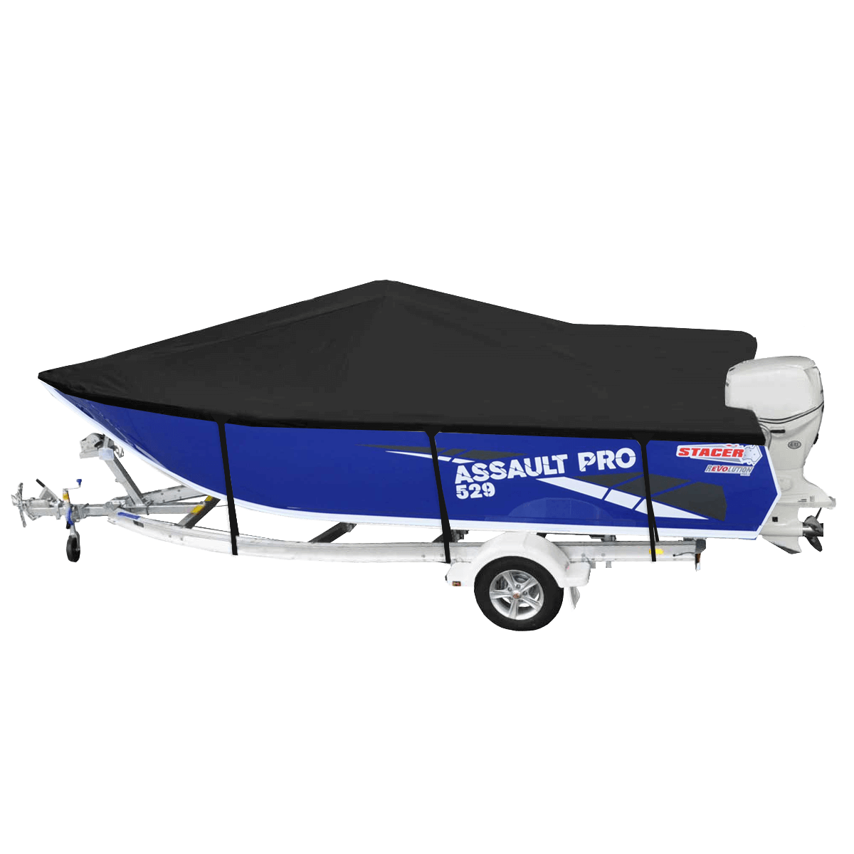 Custom Boat Covers for Stacer 529 ASSAULT PRO TOURNAMENT SIDE CONSOLE BOAT