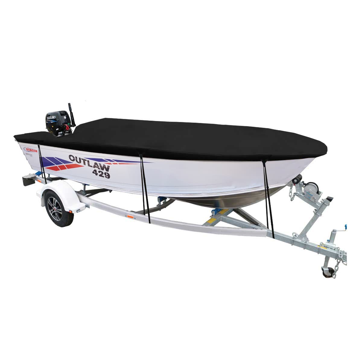 Custom Boat Covers for Stacer 429 OUTLAW TILLER STEER OPEN BOAT