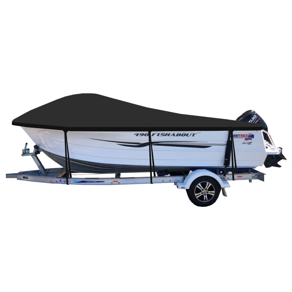 Custom Boat Covers for Quintrex 490 FISHABOUT RUNABOUT BOAT