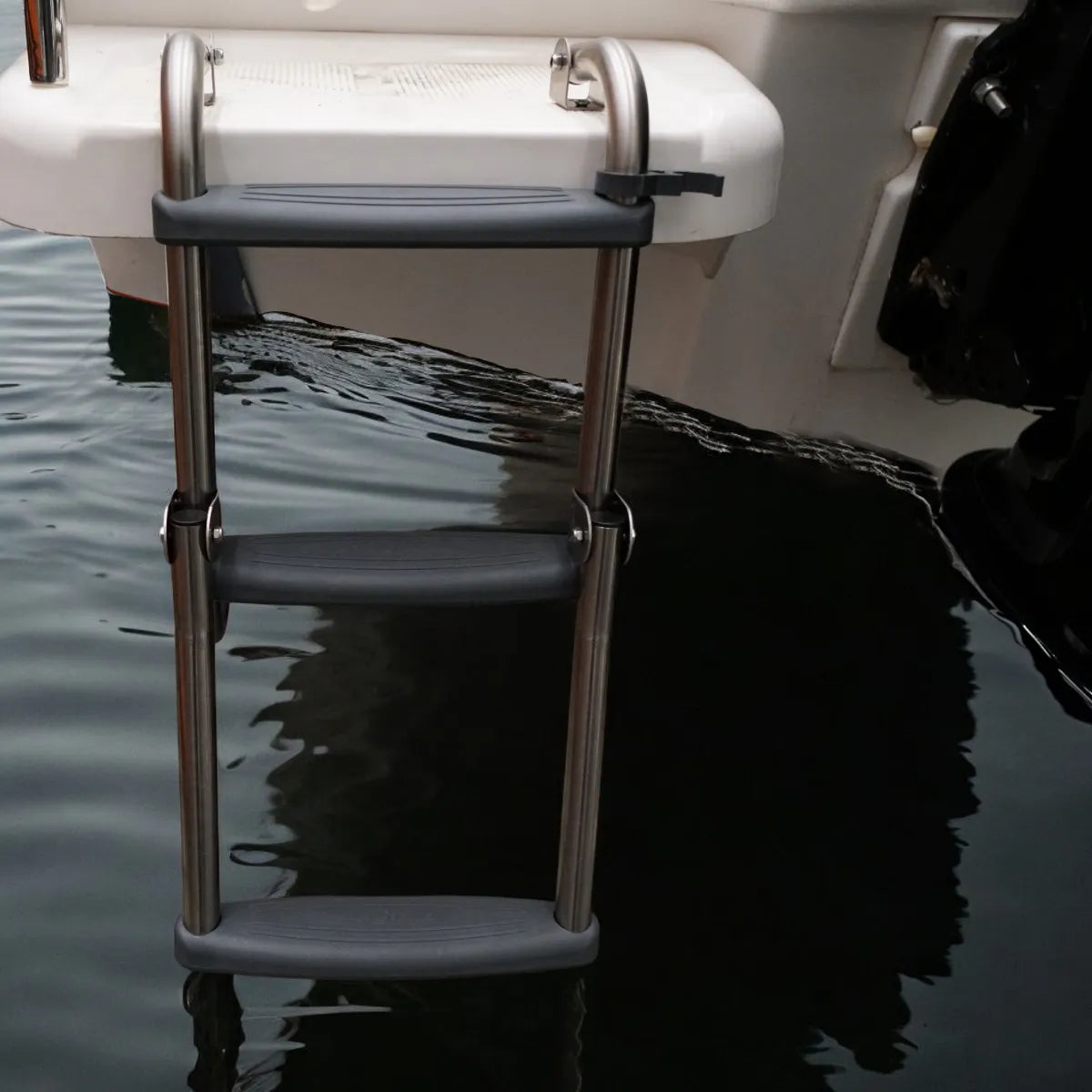 Long Base Ladder - Stainless Steel folding