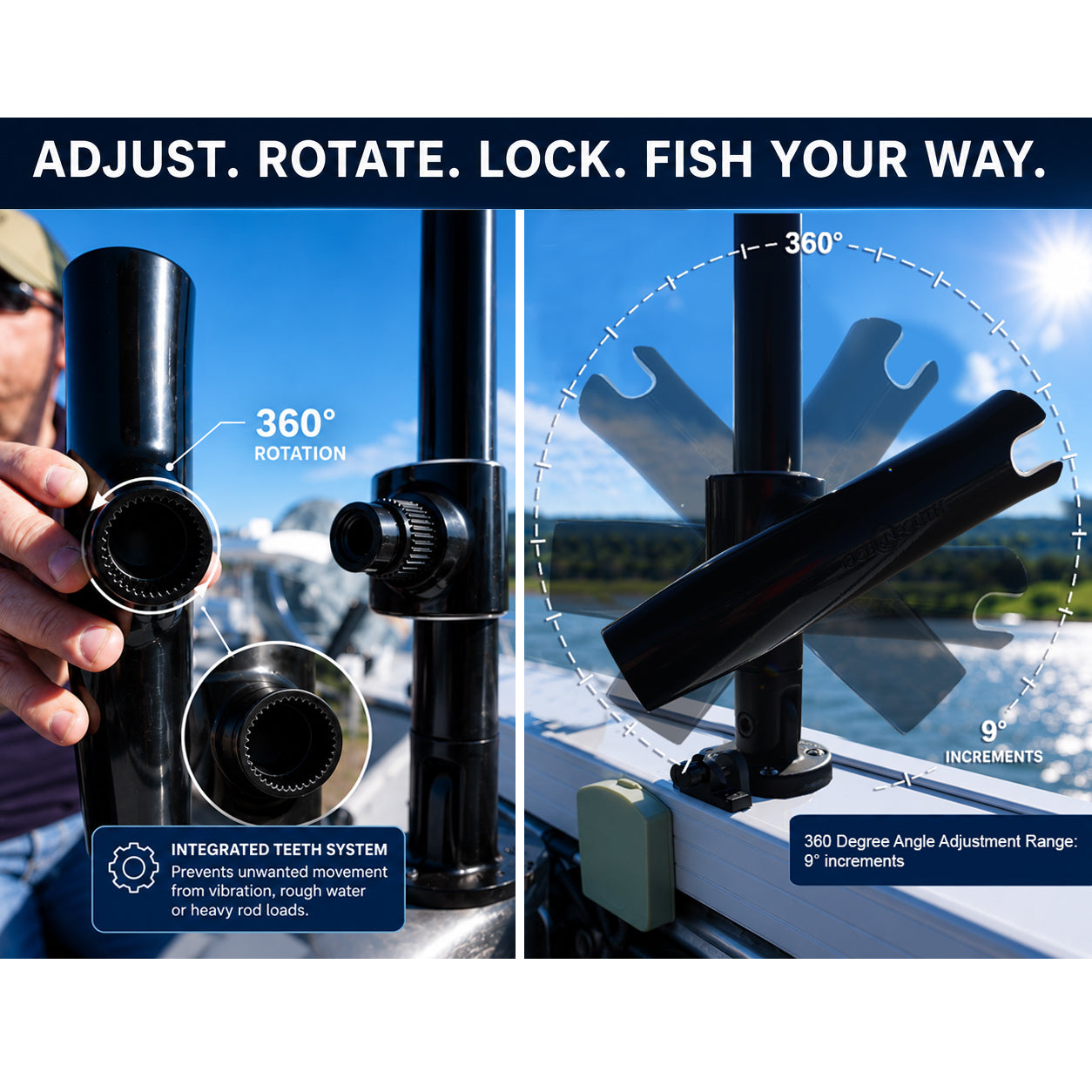 Aluminium Clamp-On 360° Rod Holder