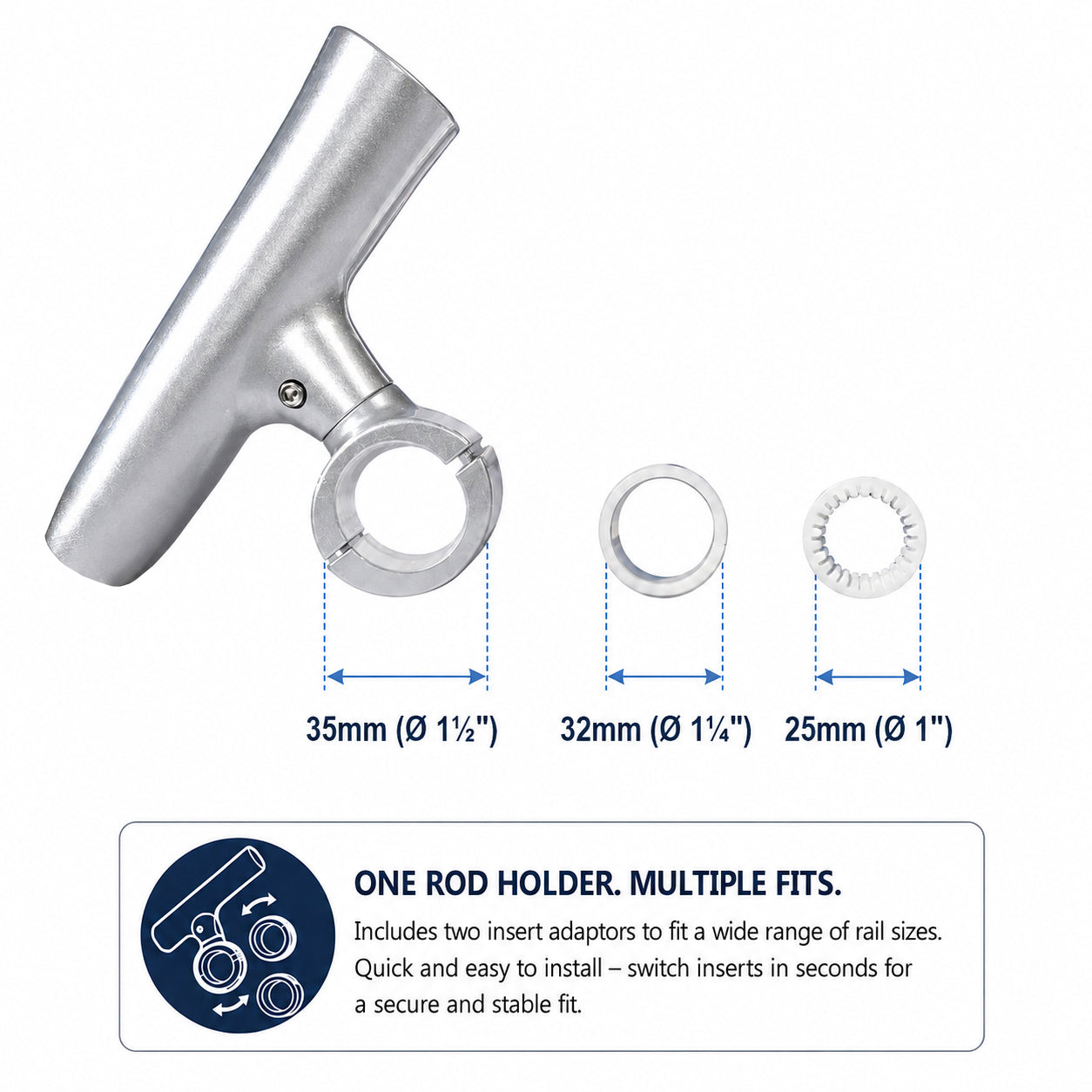 Aluminium Clamp-On 360° Rod Holder