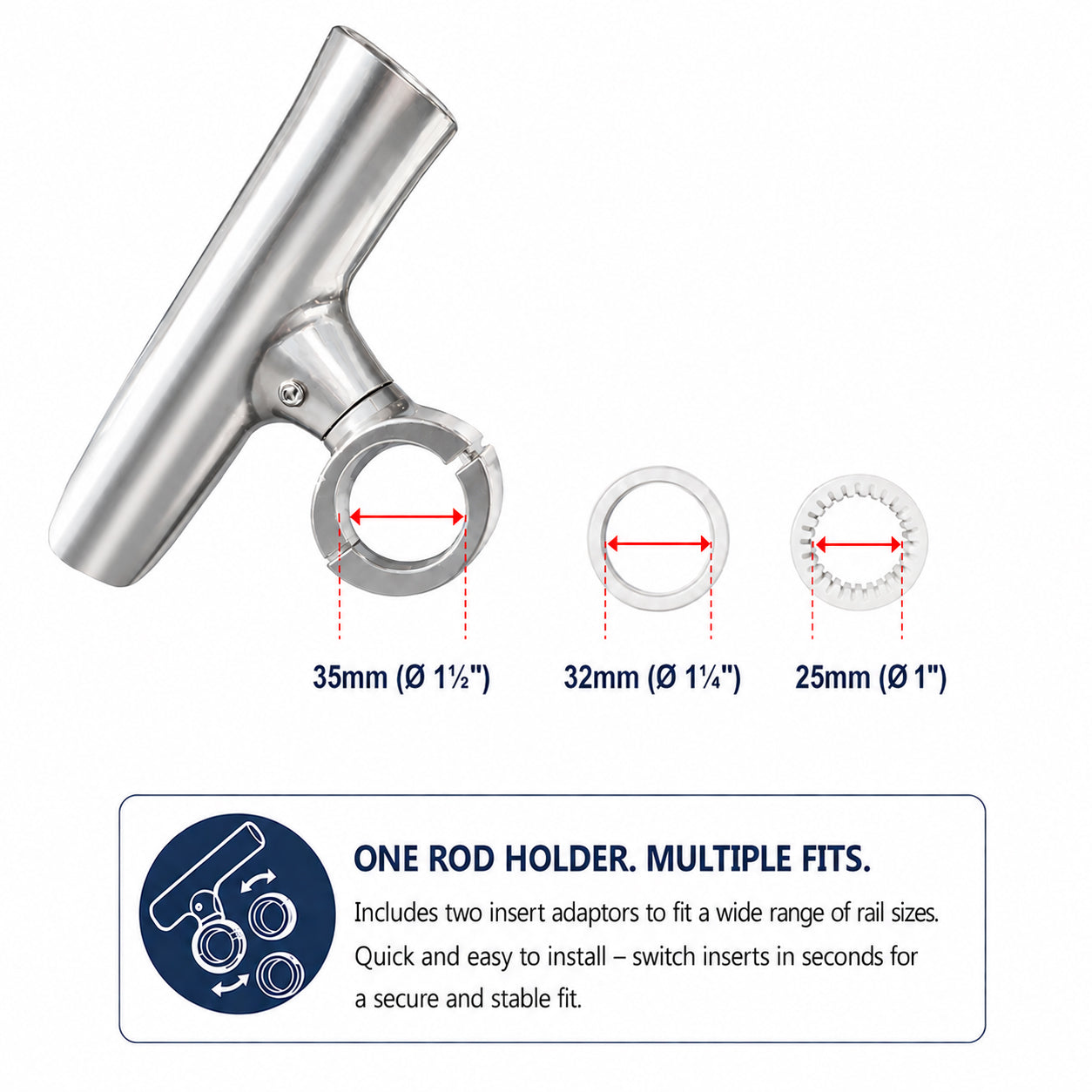 Aluminium Clamp-On 360° Rod Holder