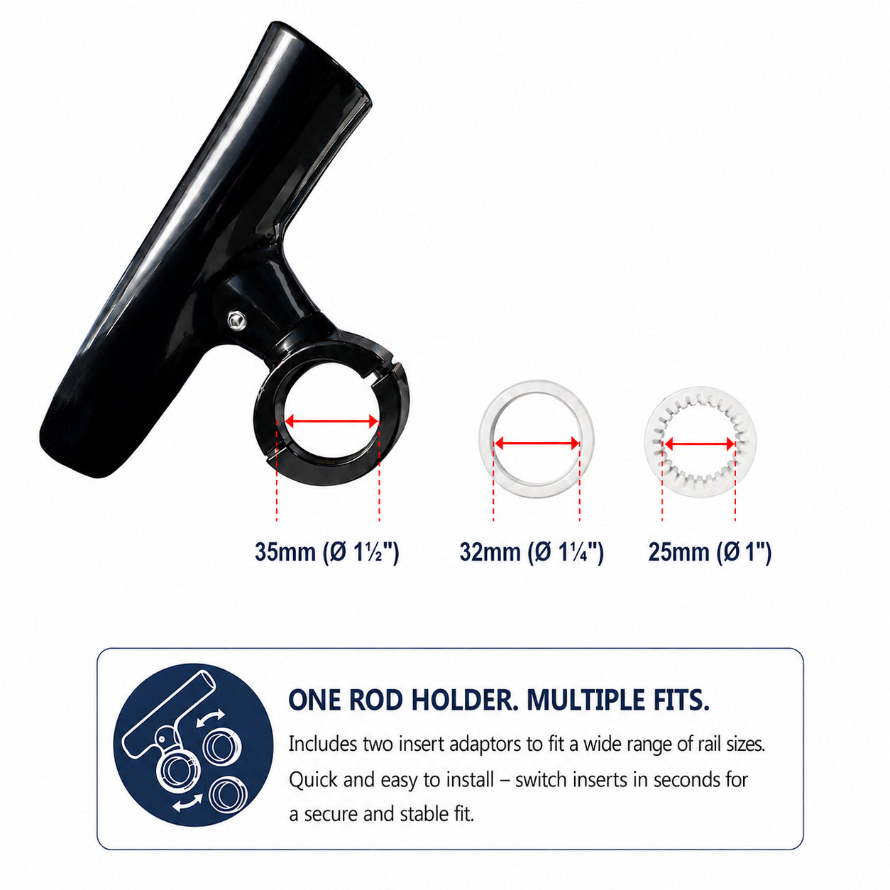 Aluminium Clamp-On 360° Rod Holder