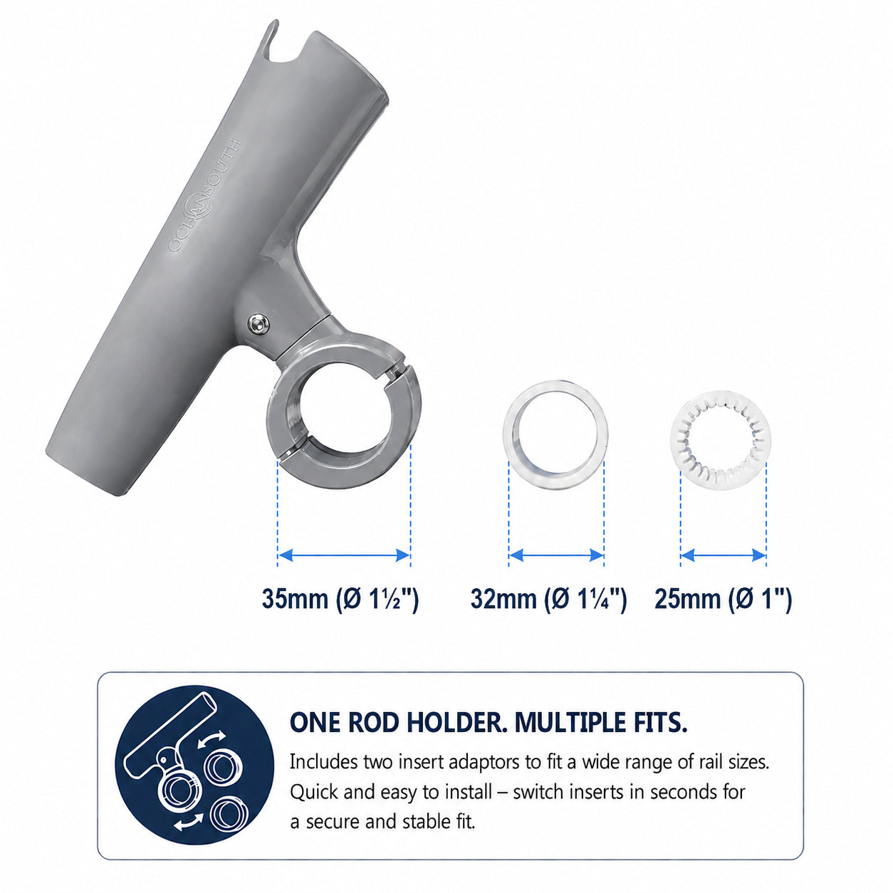 Aluminium Clamp-On 360° Rod Holder