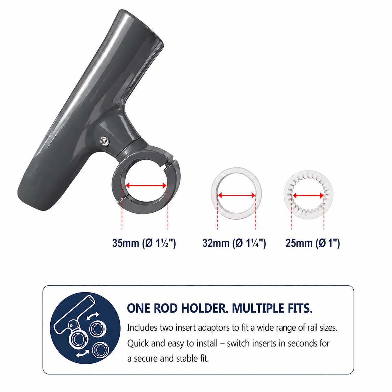 Aluminium Clamp-On 360° Rod Holder