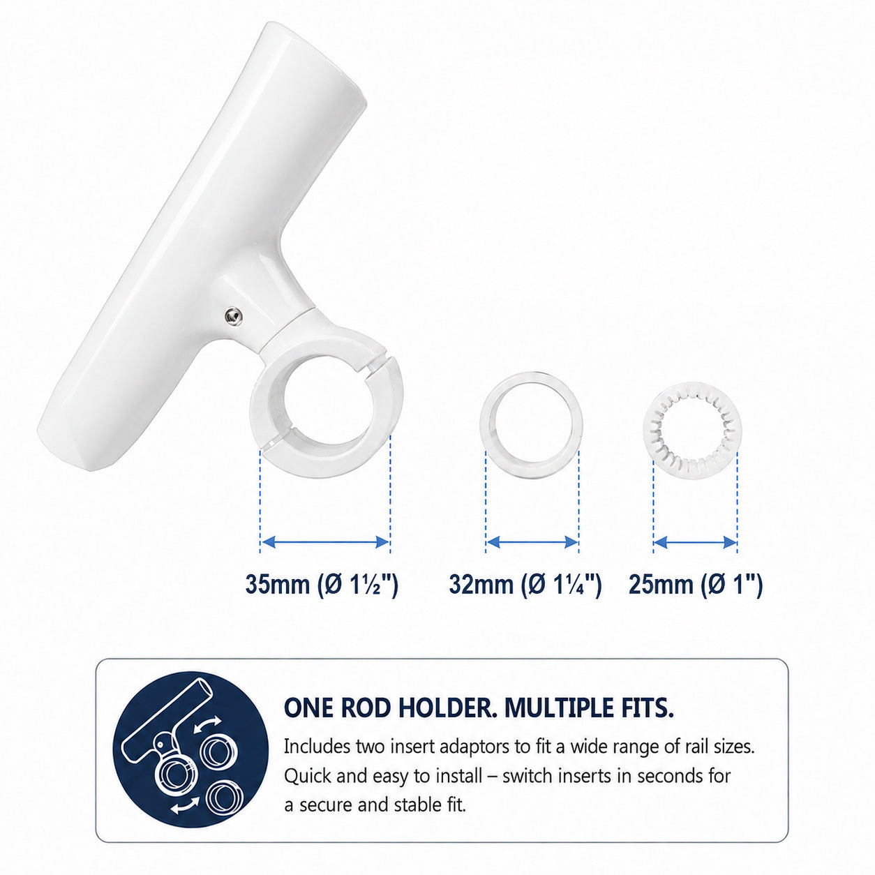 Aluminium Clamp-On 360° Rod Holder