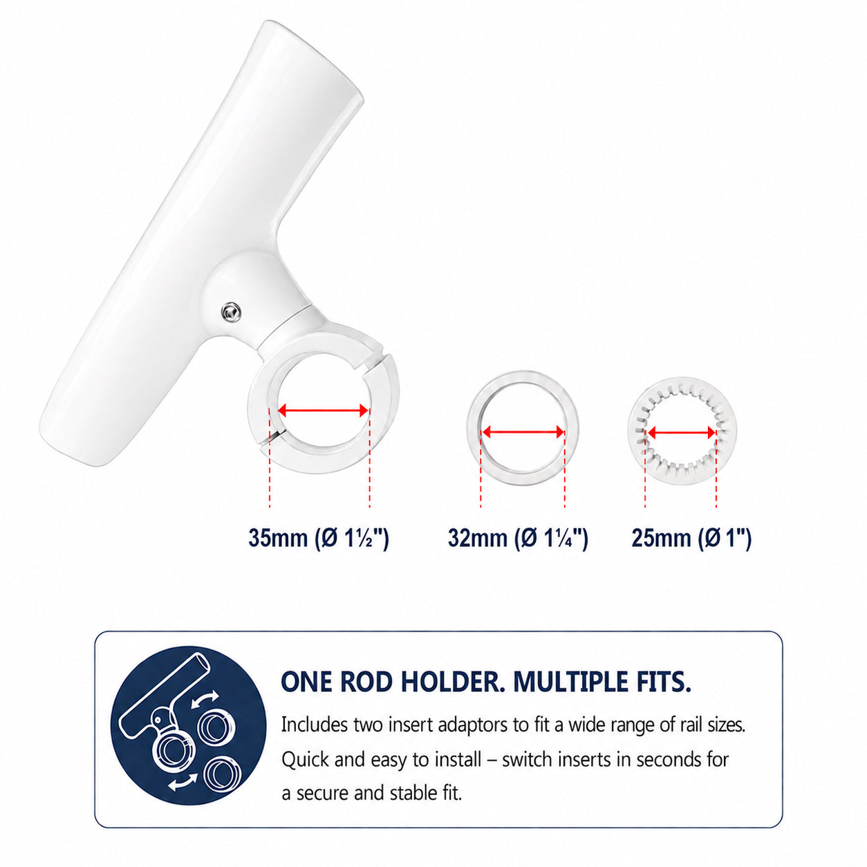 Aluminium Clamp-On 360° Rod Holder