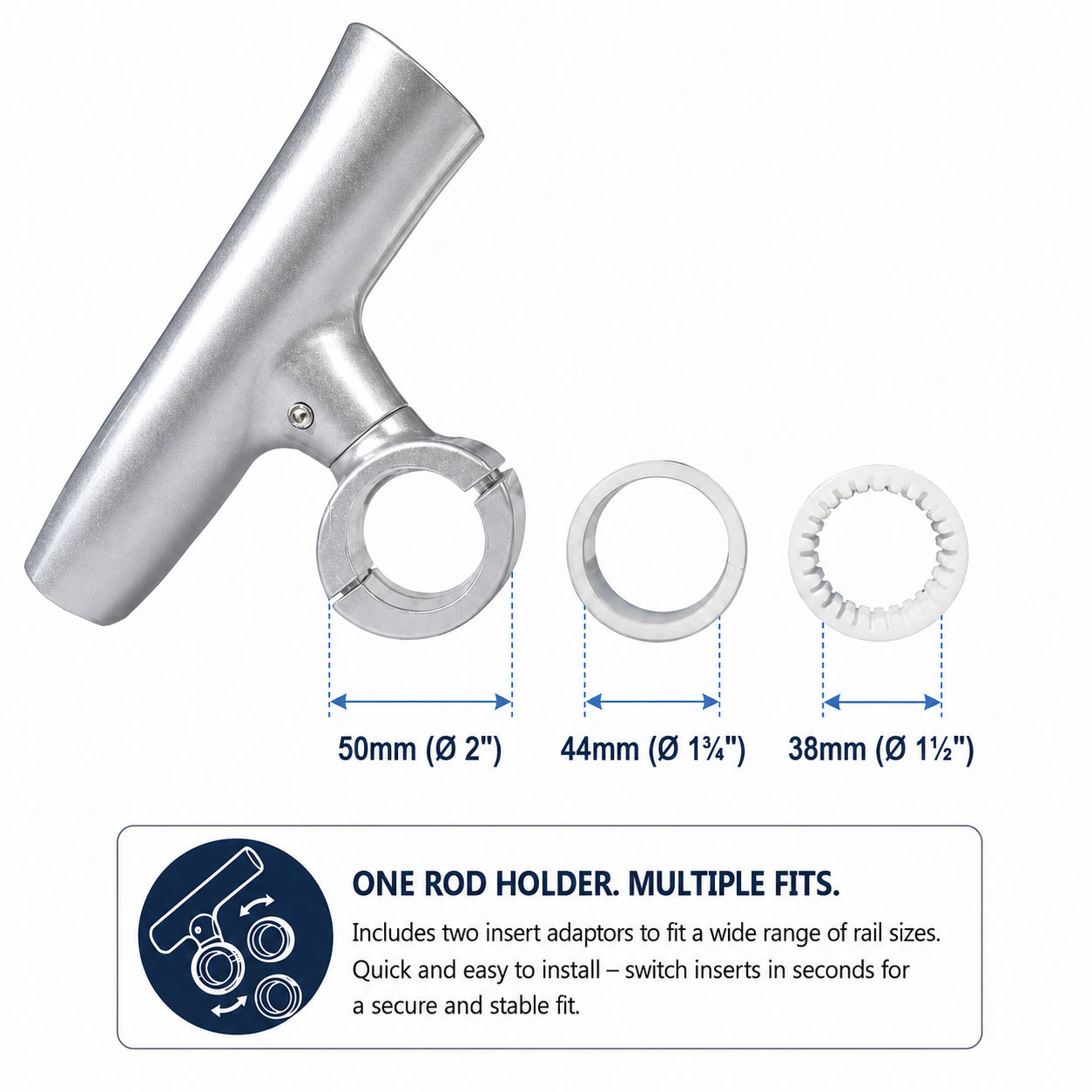 Aluminium Clamp-On 360° Rod Holder