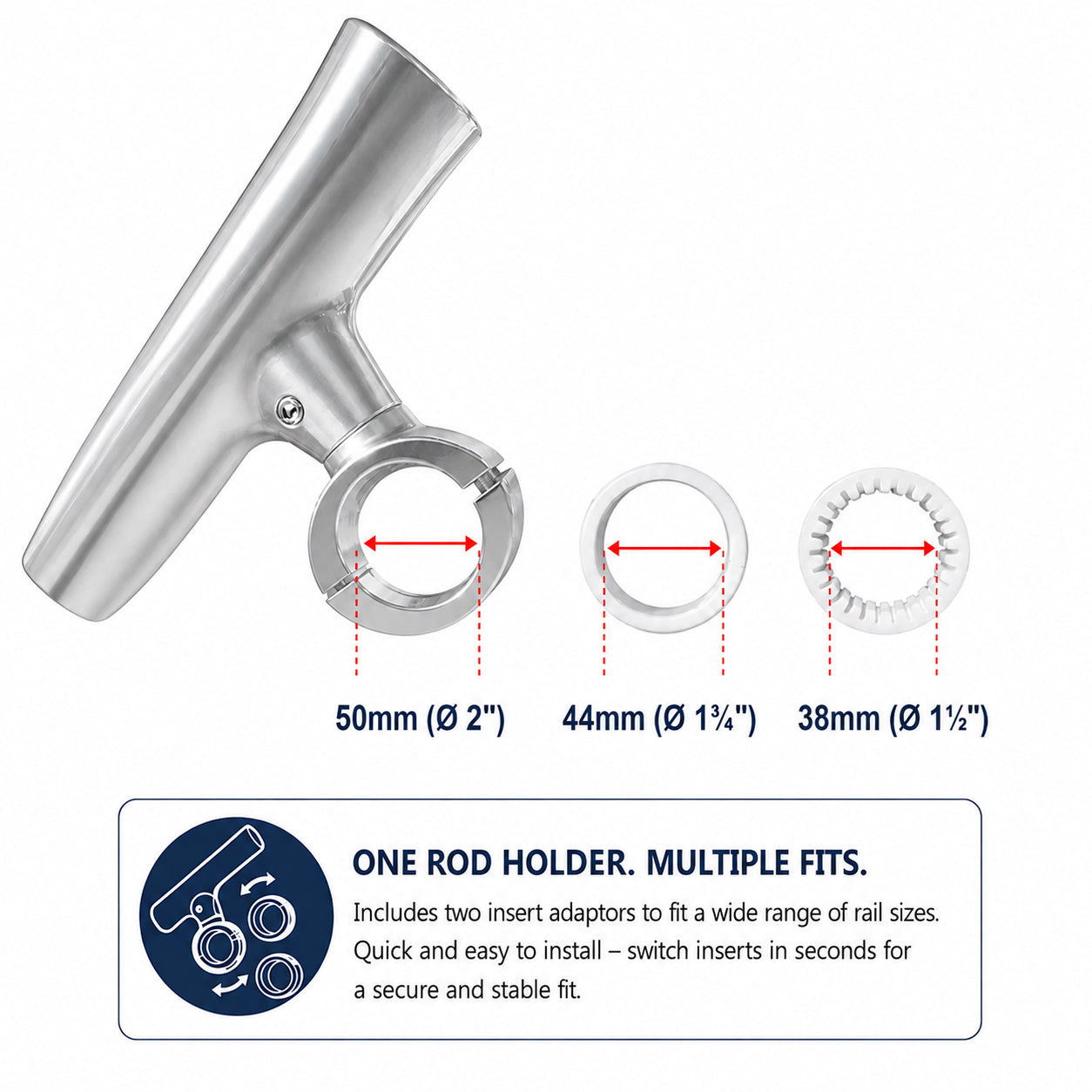 Aluminium Clamp-On 360° Rod Holder