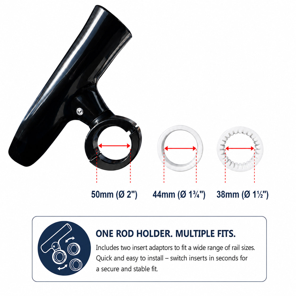 Aluminium Clamp-On 360° Rod Holder