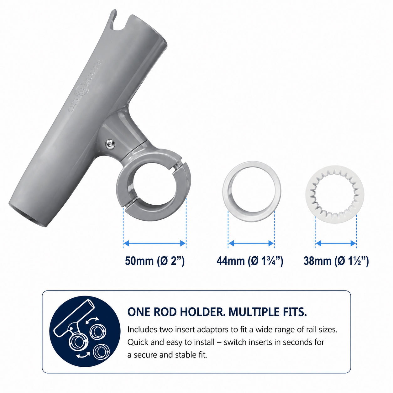 Aluminium Clamp-On 360° Rod Holder