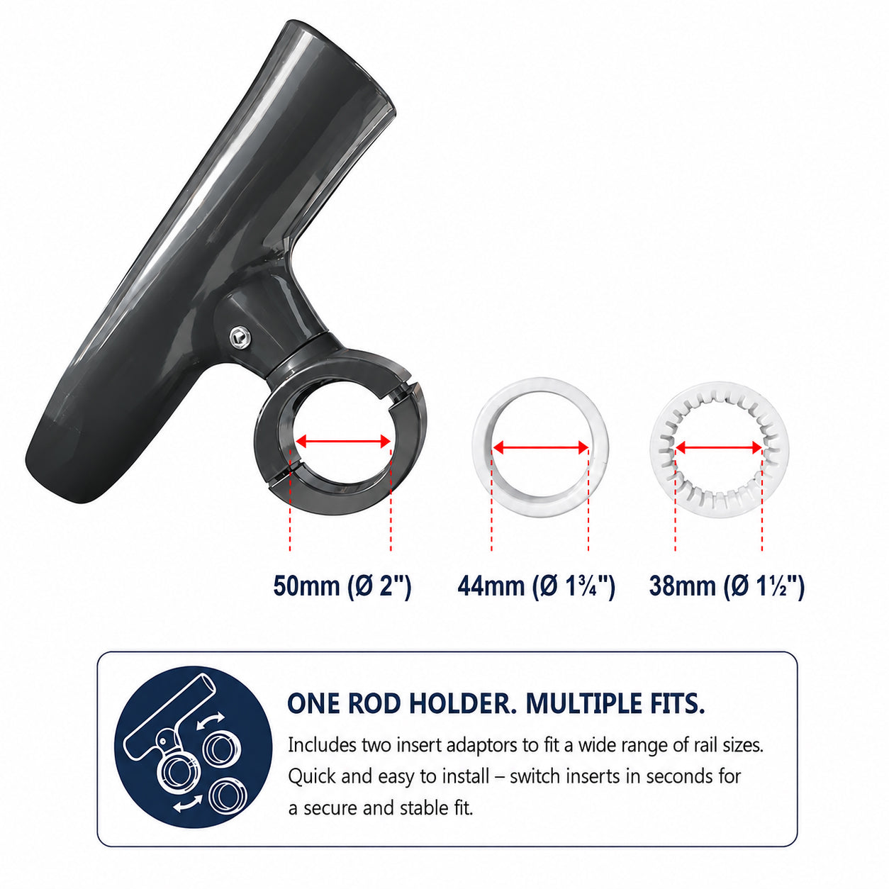 Aluminium Clamp-On 360° Rod Holder