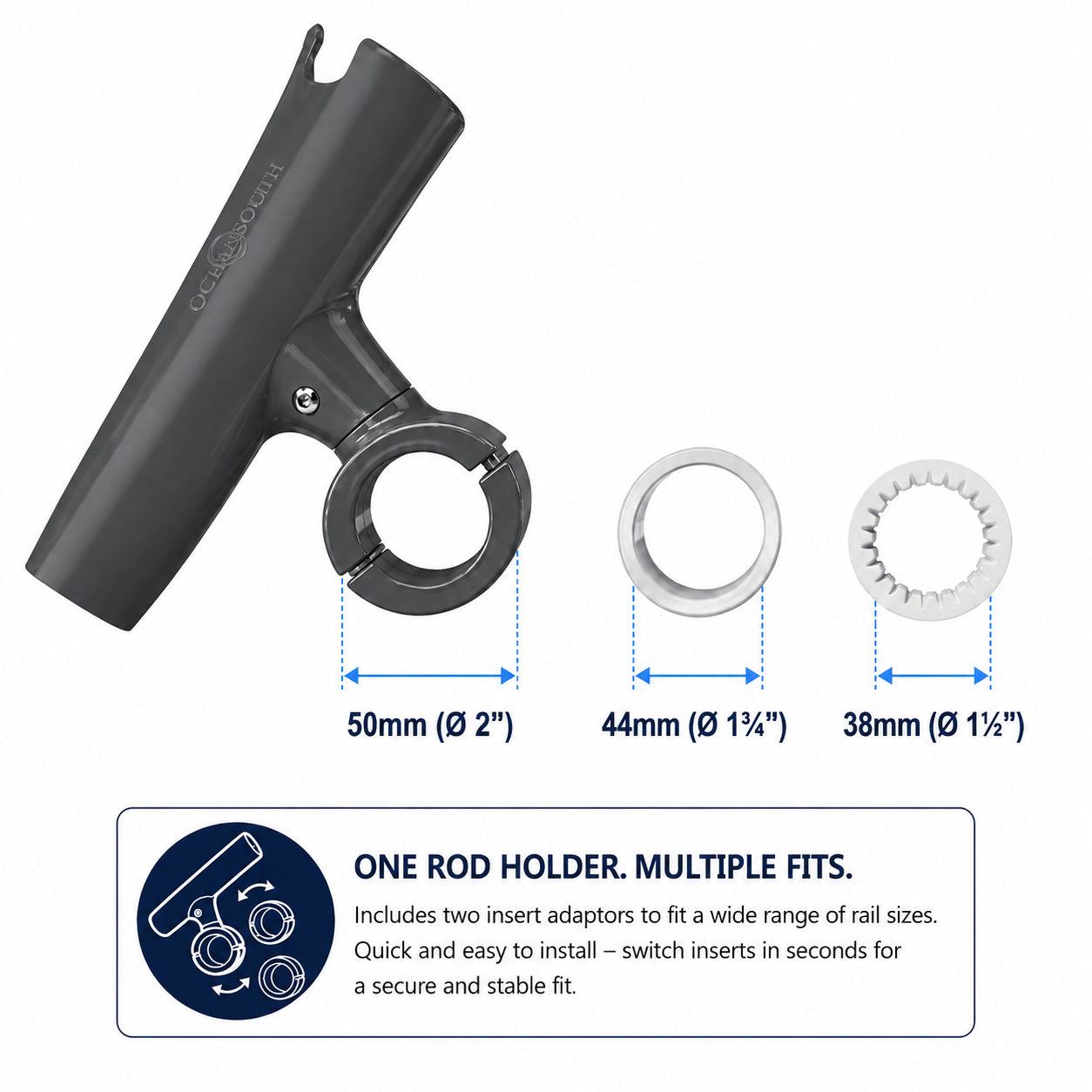 Aluminium Clamp-On 360° Rod Holder