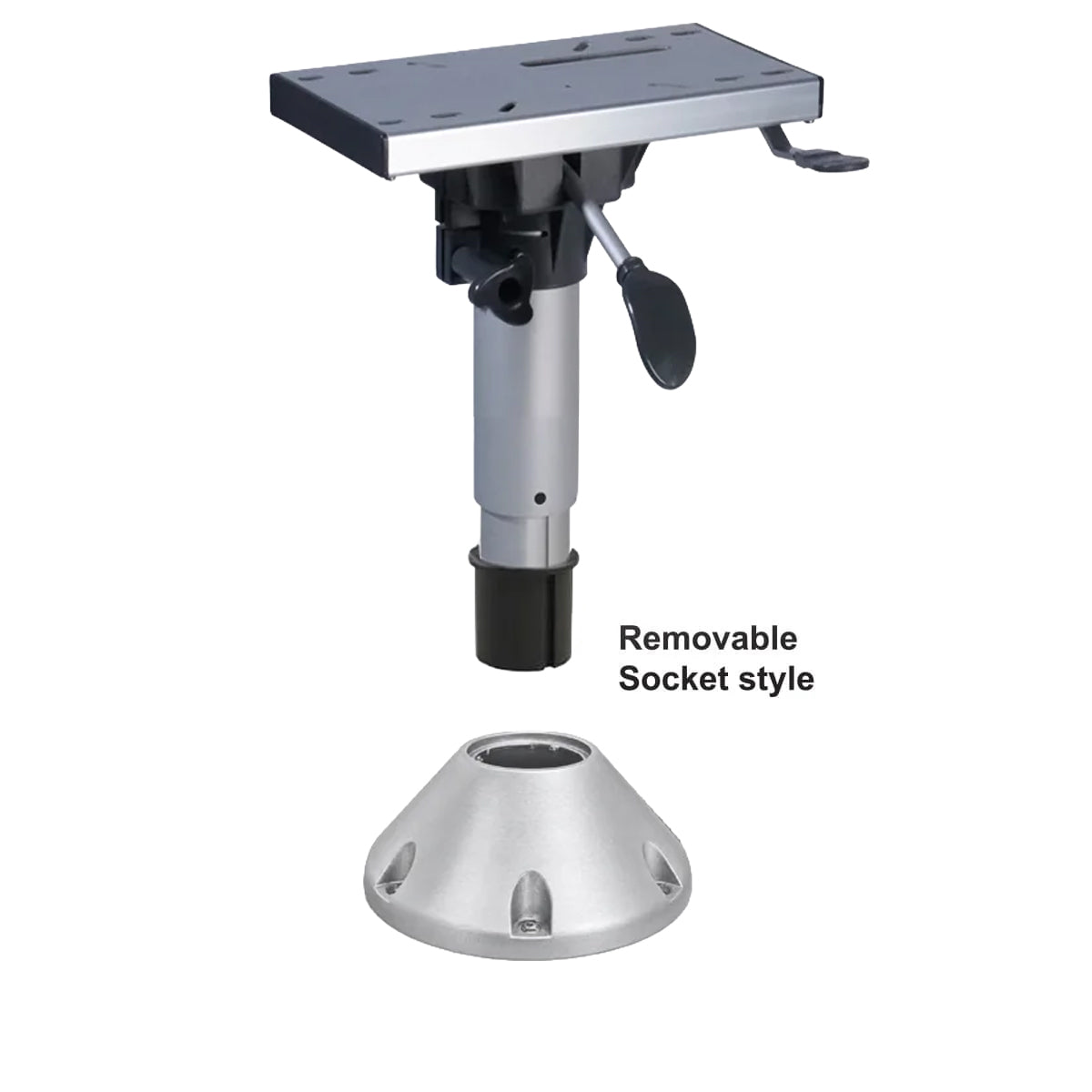 Waverider Removable Socket Seat Pedestal with Slider – Dome Base with Swivel Top