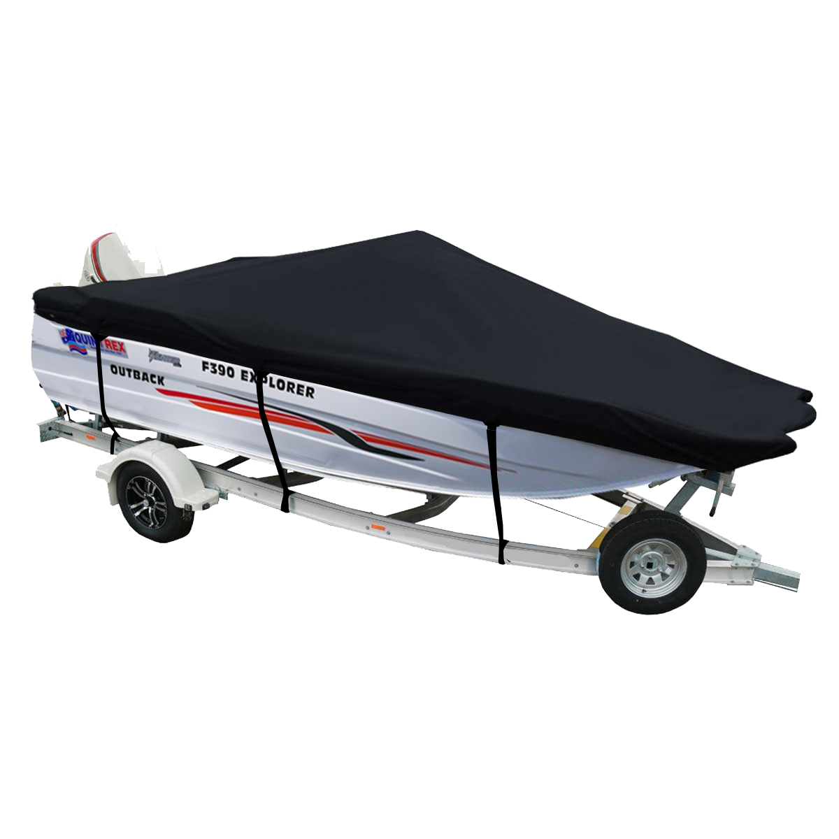 Custom Boat Covers for Quintrex 390 OUTBACK EXPLORER SIDE CONSOLE FORKED BOW