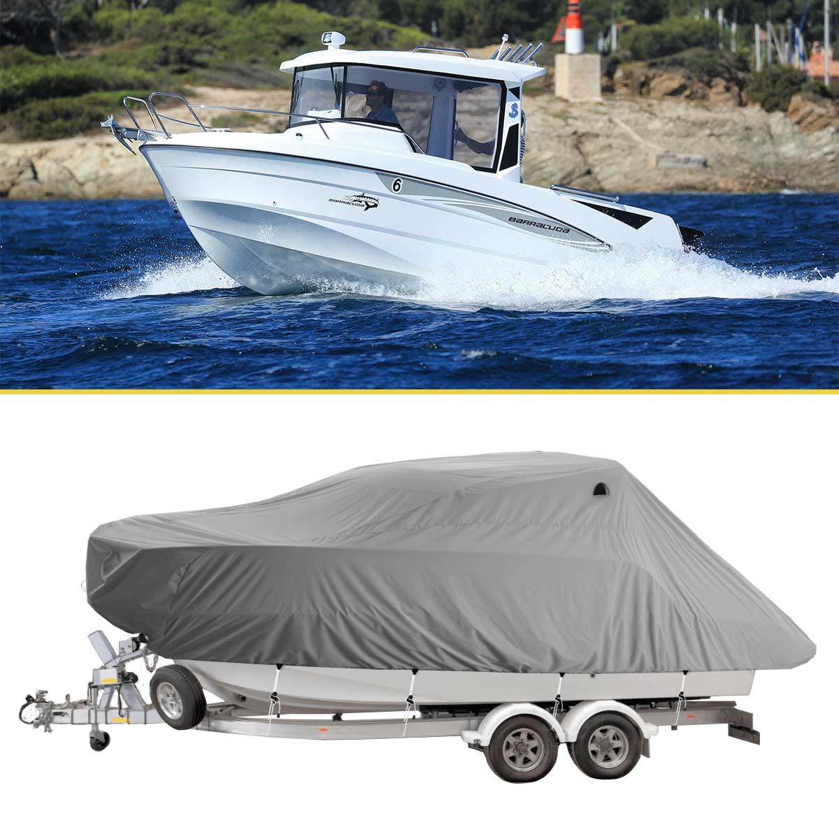 Barracuda 6 gray boat cover