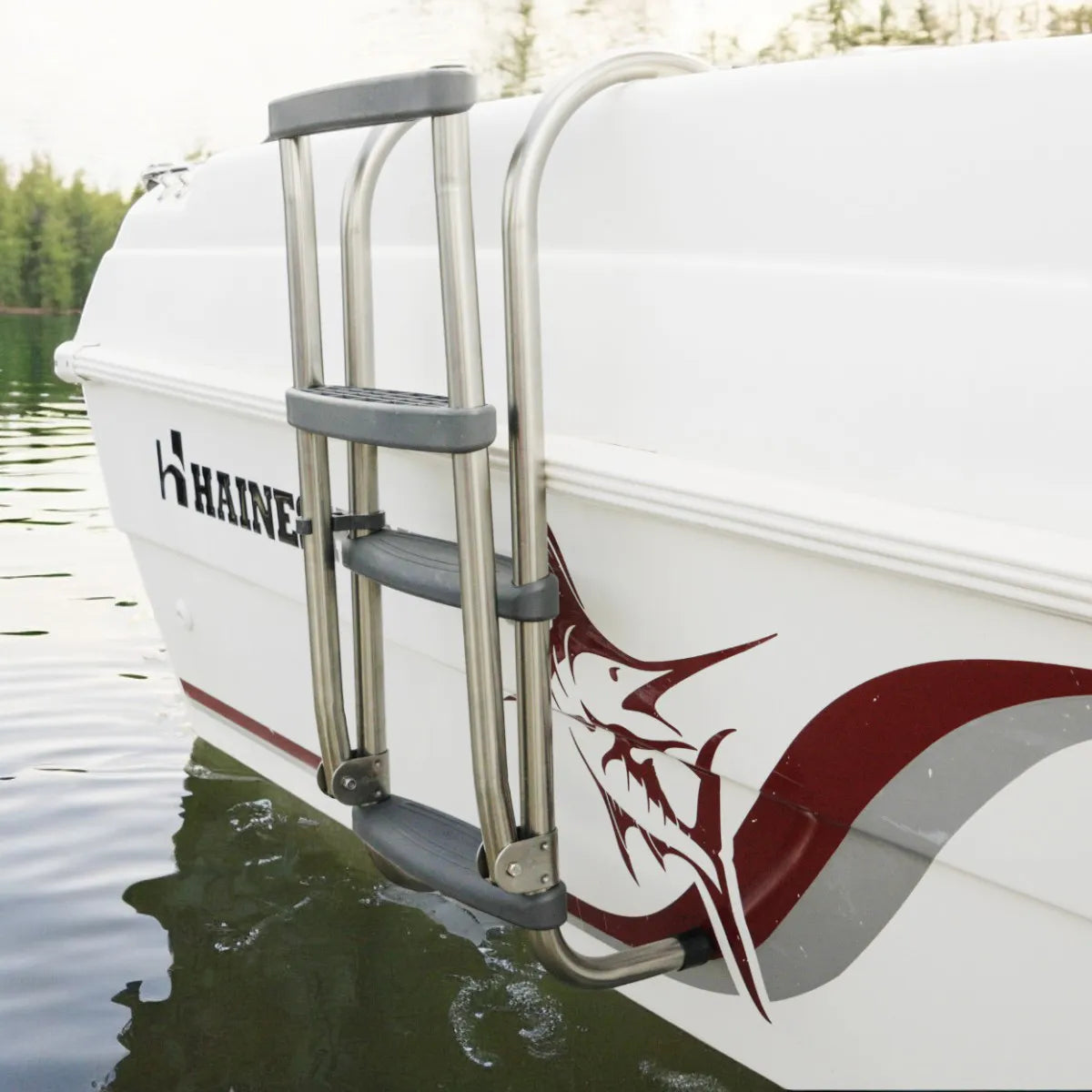 Gunwale Stainless Steel Folding Ladder