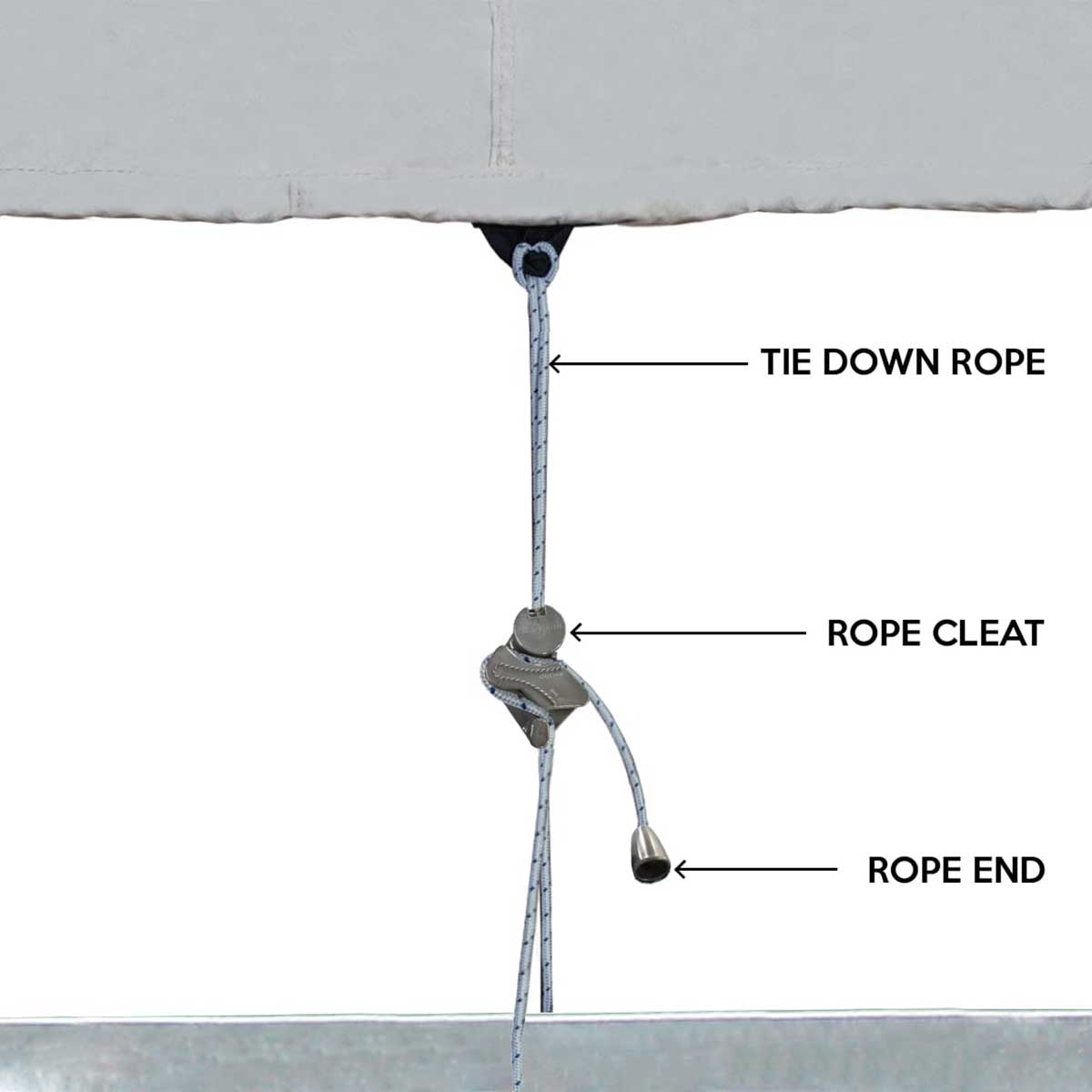 tie down rope cleat end