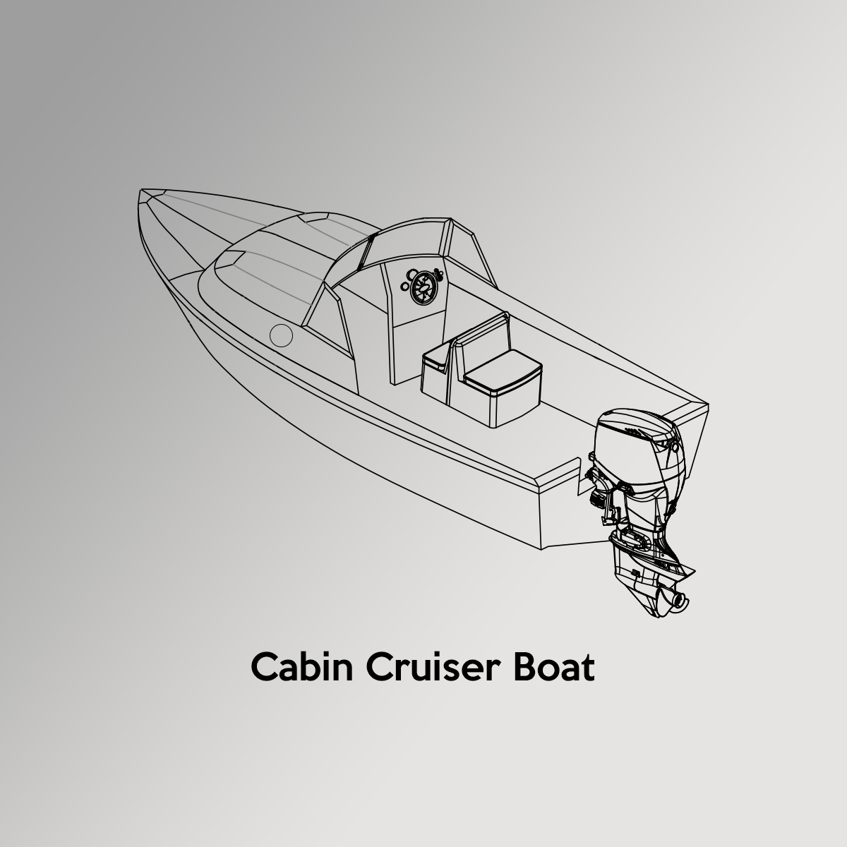 Cabin Cruiser Boat Drawing
