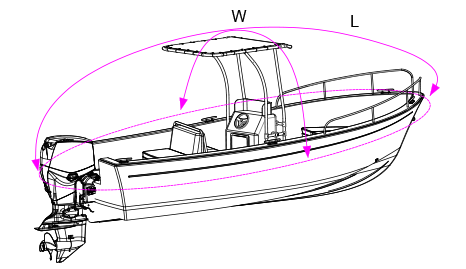 T-Top Boat Cover Measurement Diagram